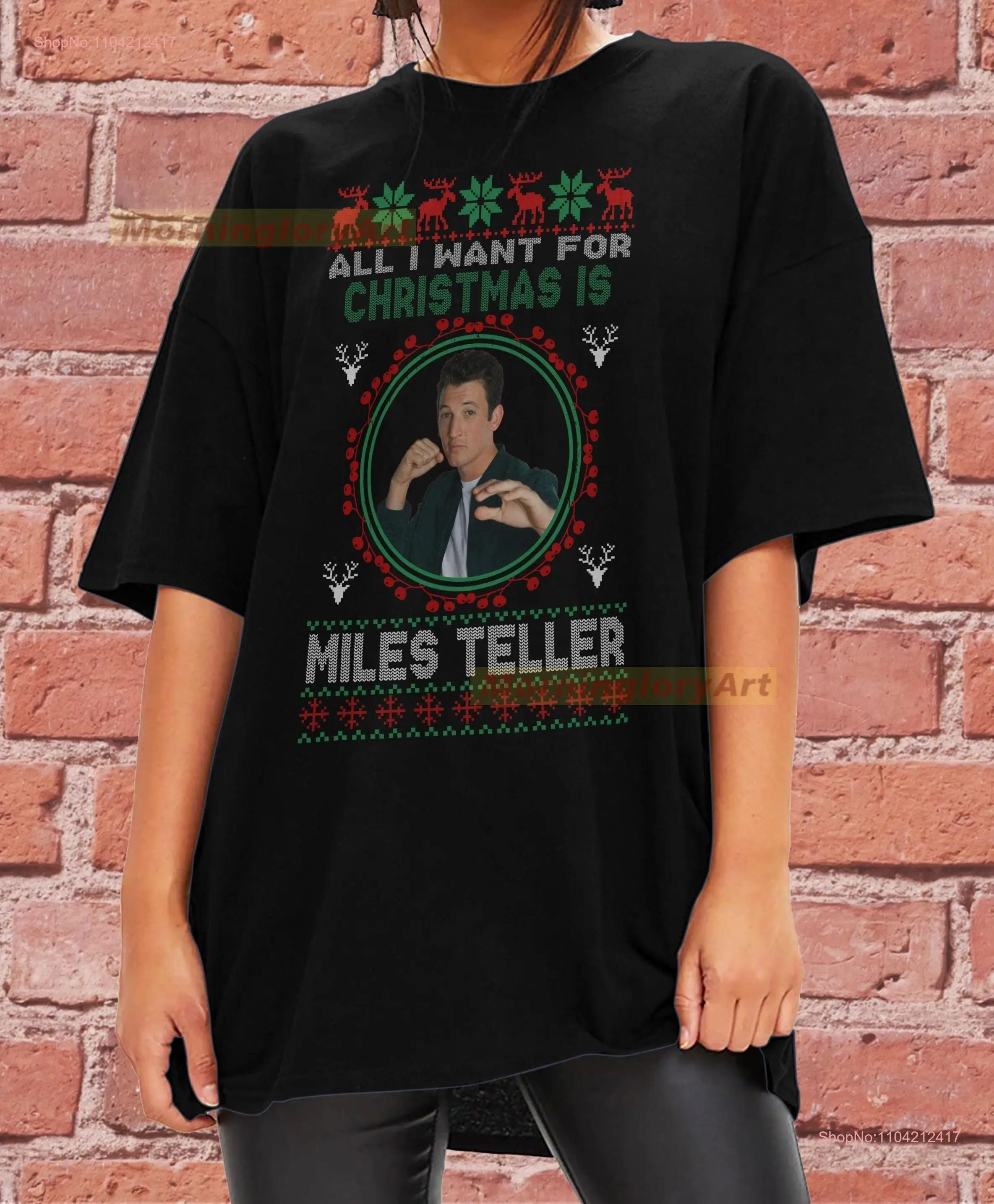 Miles Teller T Shirt All I want For Christmas is SweaT Sweater Cotton Clothing long or short sleeves