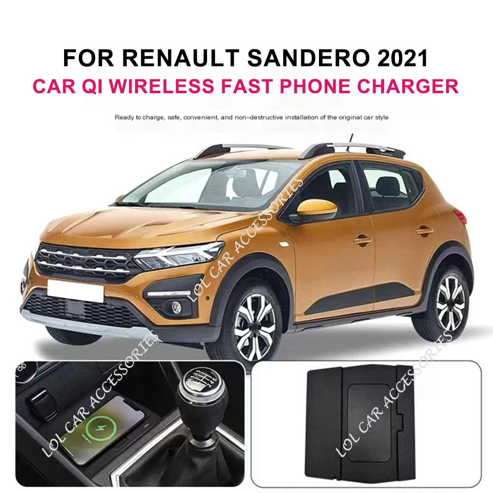 

15W Car QI Wireless Charging Panel For Renault Sandero 2021 Fast Phone Charger Plate Holder