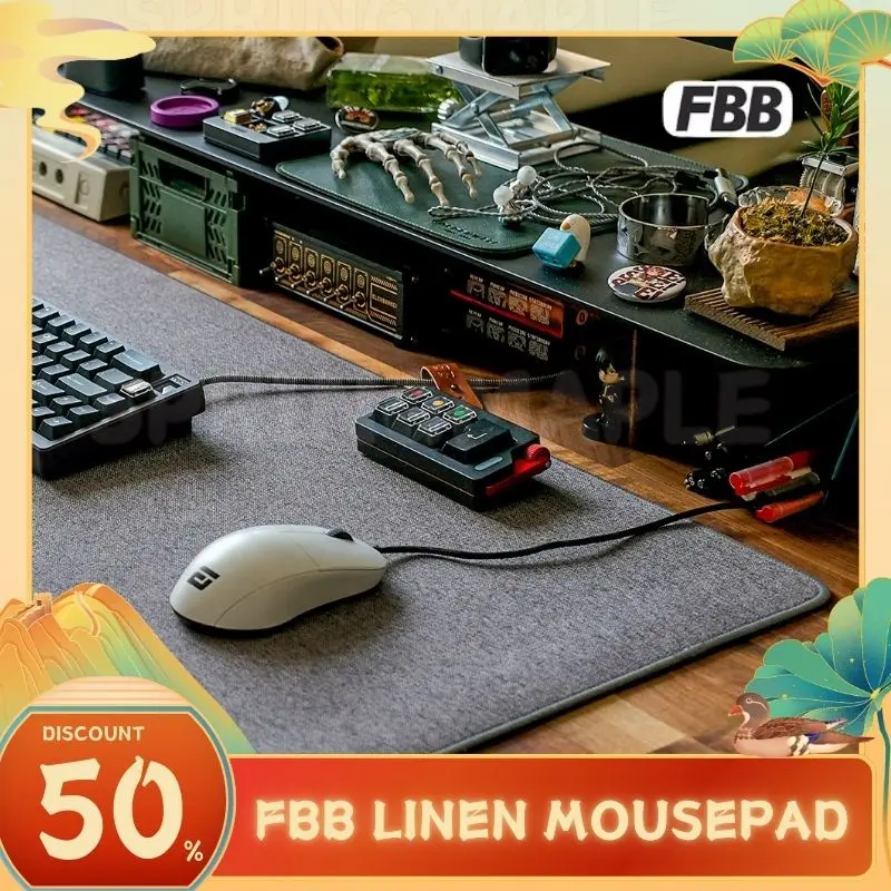 FBB Linen Mousepad 4mm Large Thickening Shock Absorption Non-slip Gaming Mouse Pad E-sports Durable Desk Mat Pc Gamer Customize