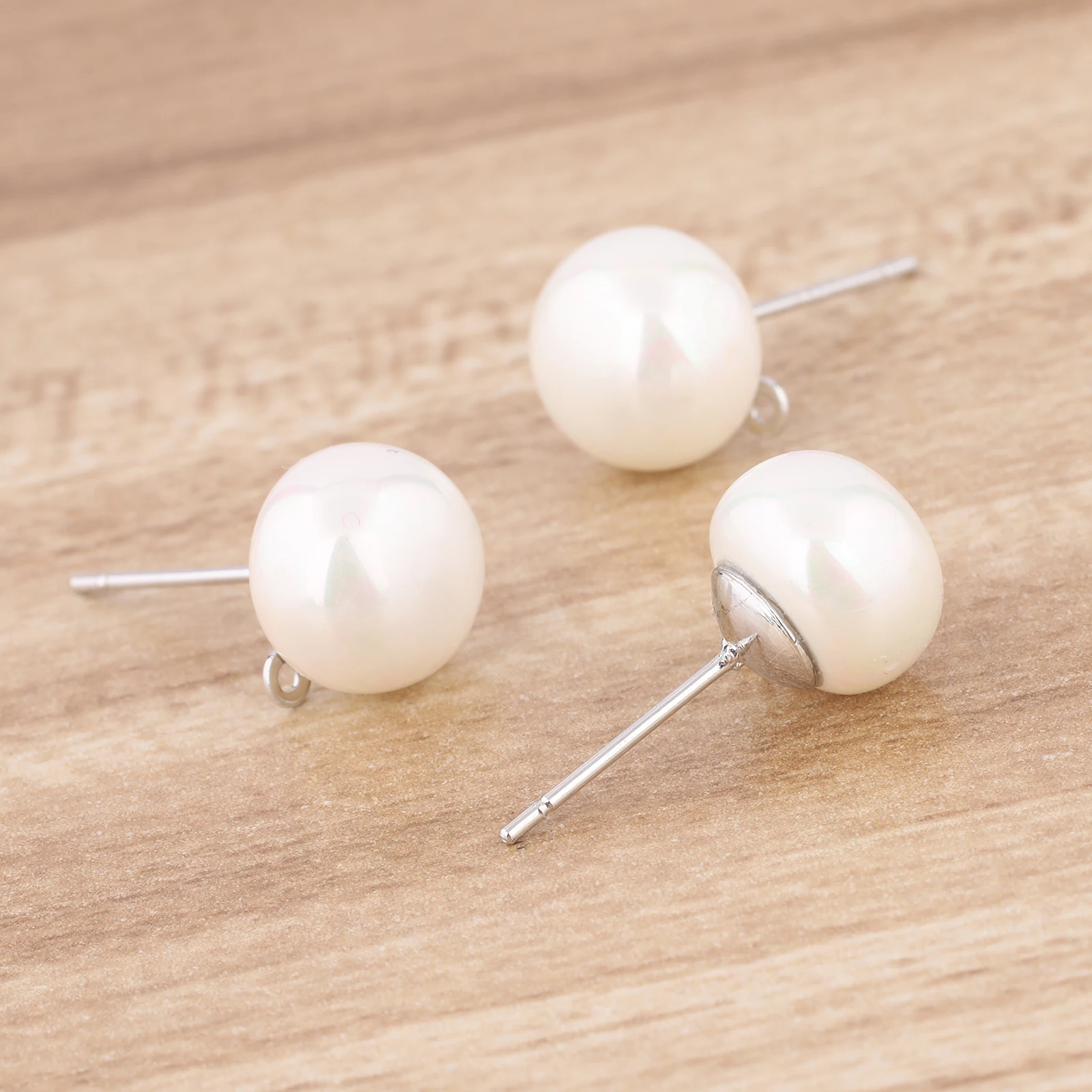 10 قطعة النحاس الأبيض K مطلية بالذهب اللؤلؤ القرط آخر ترصيع مع حلقة أقراط ذاتية الصنع موصلات لمستلزمات صناعة المجوهرات