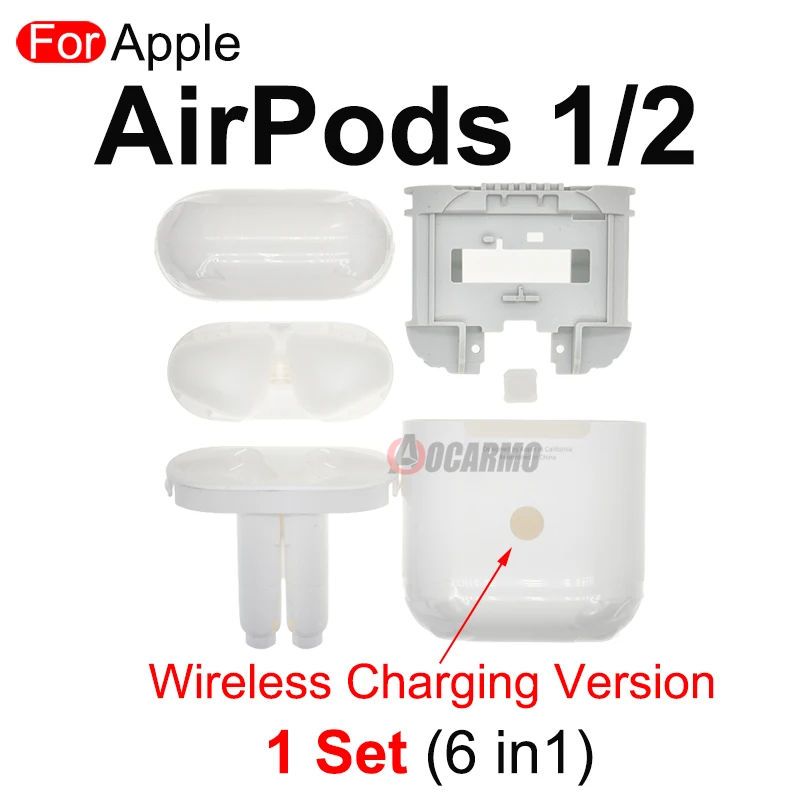 Aocarmo For Apple AirPods 1 2 3 4 Pro Pro2 Full Set Housing Shell For Charging Case Battery Box Compartment Repair Part