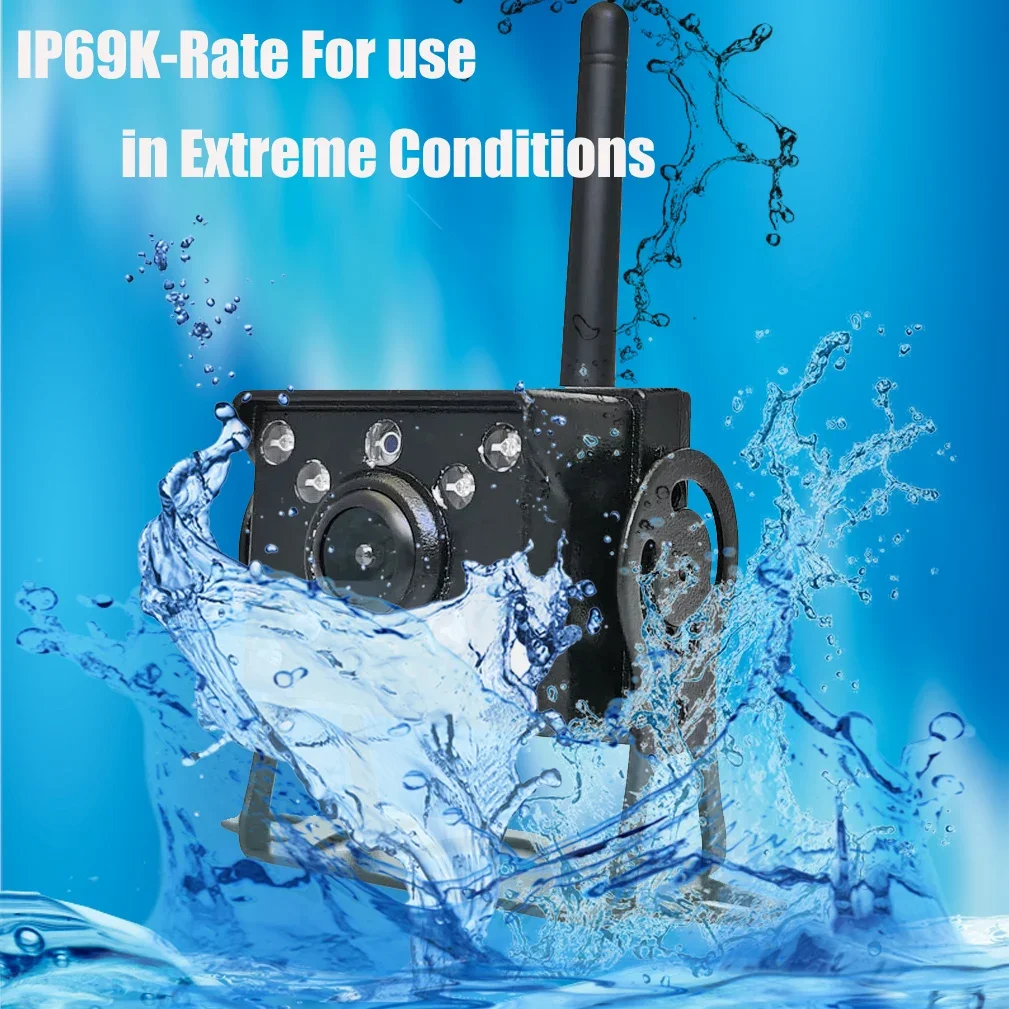 Vehicle 720P Wireless Backup Camera Kit System  5'' AHD IPS Monitor IP69K Wireless Rear View Revering Camera  For Truck Bus Car