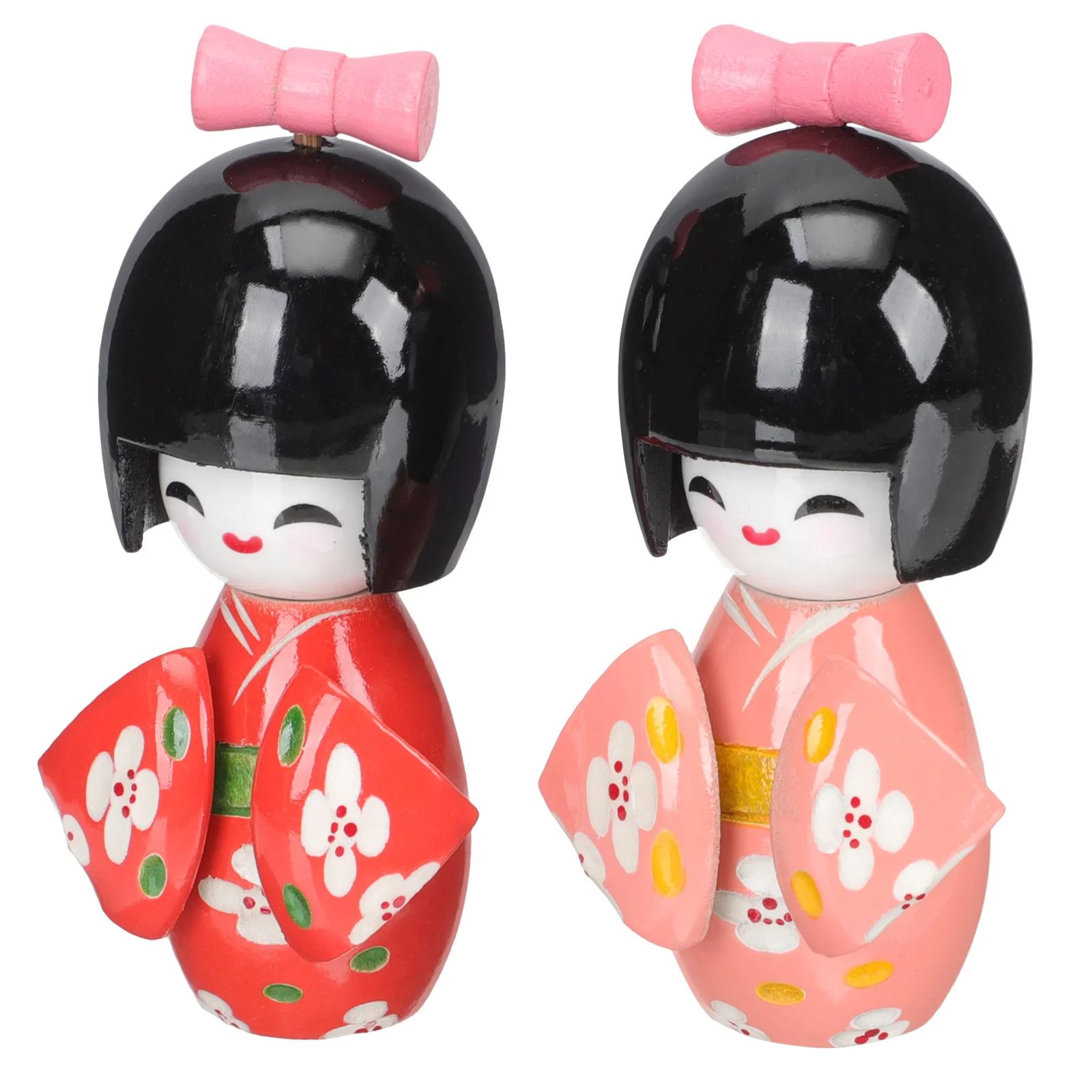 2 Pcs Kimono Toys for Girls Desktop Ornament Sculptures and Figurines Japanese Kimonos Wood Dolls Wooden Style