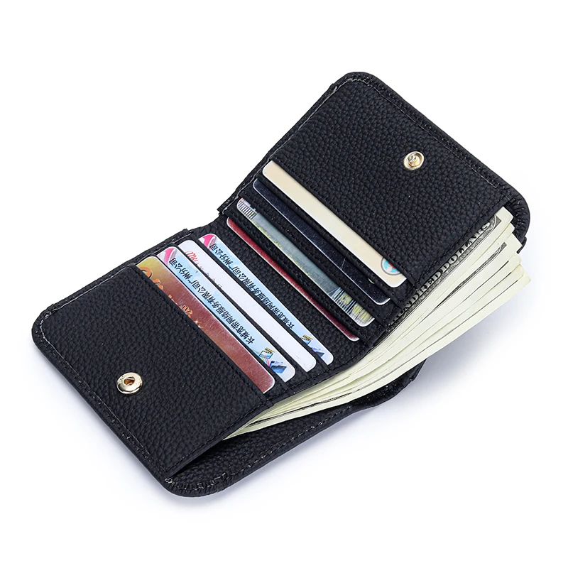 Porte-monnaie pliant simple en cuir de vachette véritable pour femme, petit portefeuille, portefeuilles multi-cartes, porte-cartes, porte-documents d'identité