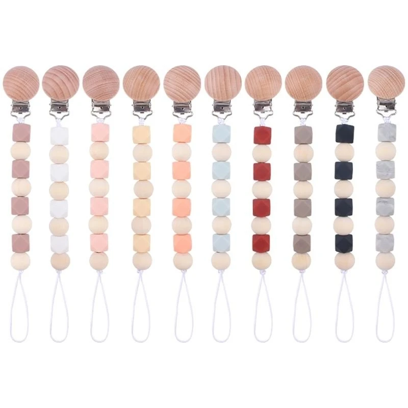 G2TC Pacifier Clips Silicone Beads Teether Pacifier Strap Dummy Chain Teething Clips