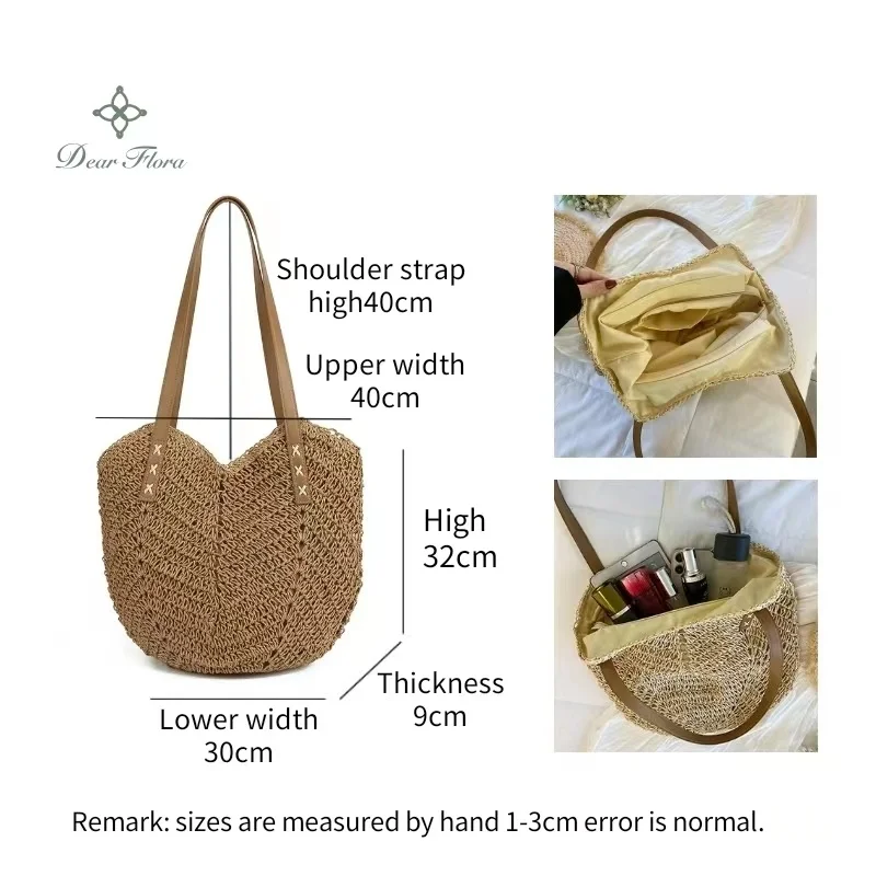 Women's Hit Fashion Beach Travel Straw Knitting Tote Bag Large Capacity New Designer Square Handbag Casual Portable Shoulder Bag