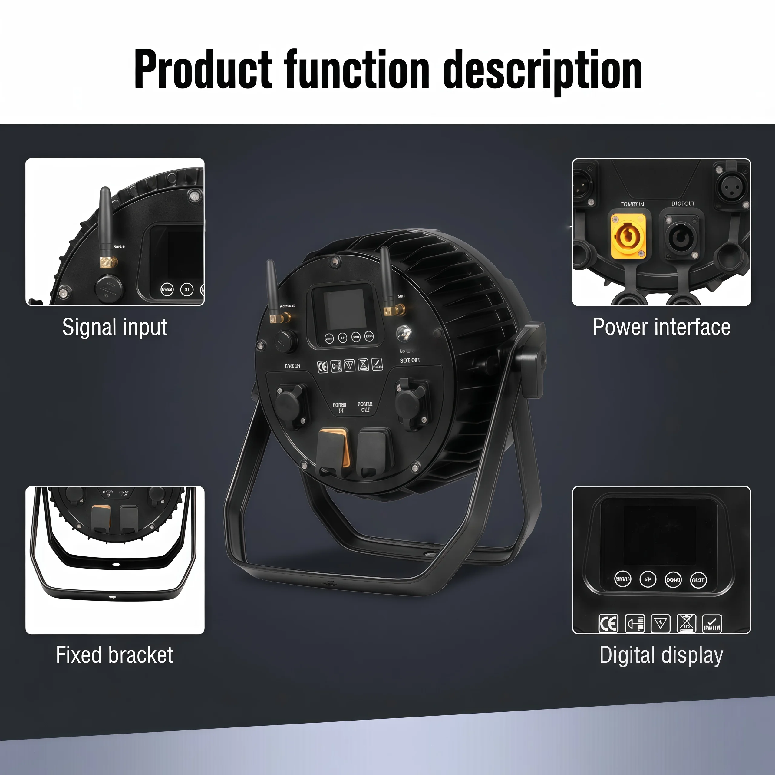IP65 12x18W RGBWA UV 6in1 Waterproof LED Par Lights Wireless Controller Battery Powered Suitable for Outdoor Performances, DJ