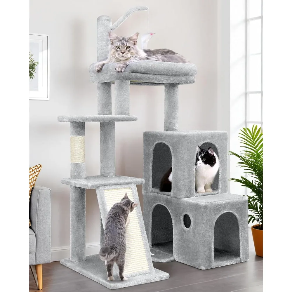

Cat Tower for Indoor Cats, 50-inch Heavy Duty Cat Tree for Big Cats, Cat Tree House with Extra-Large Padded Platfo