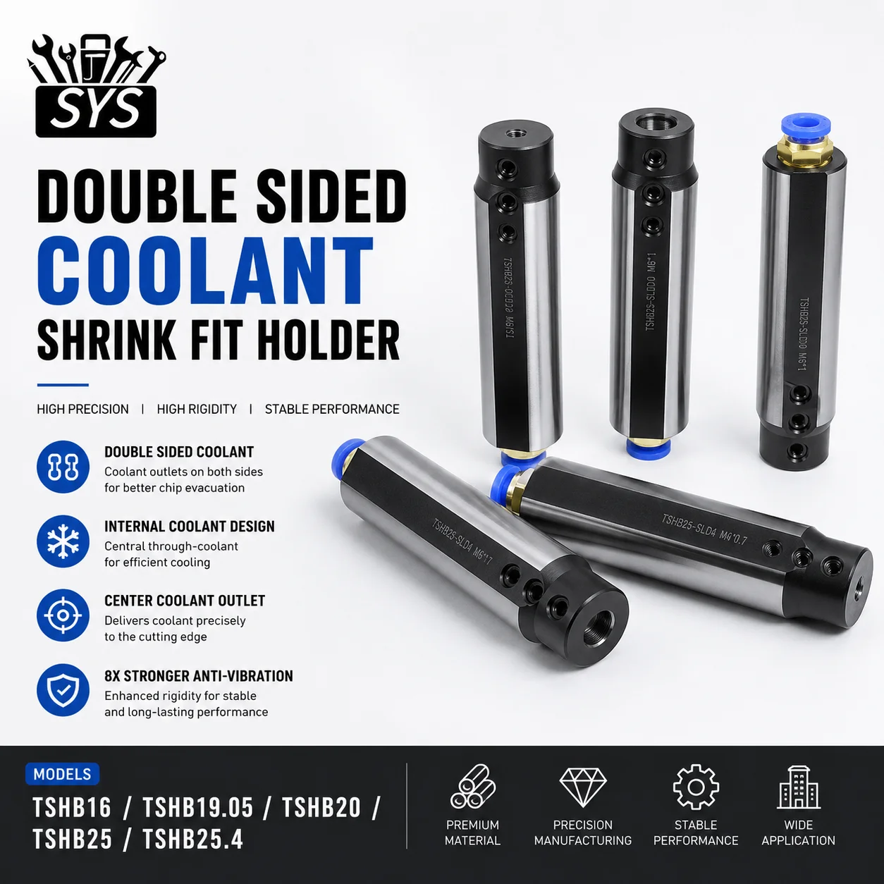 SHB12 SHB16/20 TSHB19 TSHB25 CNC Small Aperture Boring Cutting Bracket 3/4/5/6/7/8/MM Boring Tool Sleeve Center Internal Cooling
