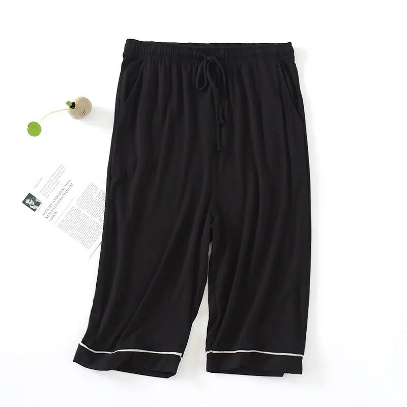 Gentleman Modal Cropped Trousers Large Size Elastic Force Home Pants Thin Loose Pajama Pants Air Conditioner Comfort Summertime