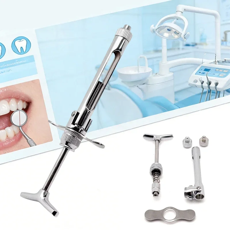 4pcs Dental Syringe 2.2ML Stainless Steel Press-Type Precise Injection Dental Surgery Equipment