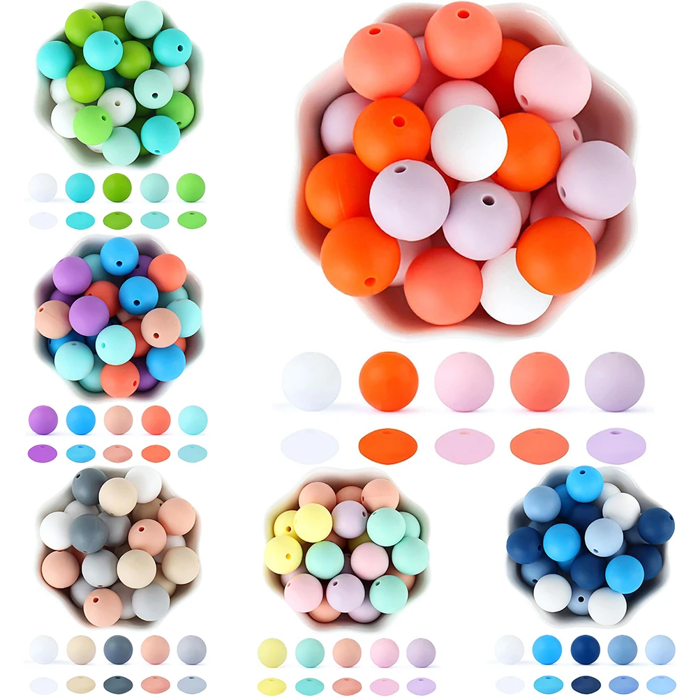 40Pcs/Lot Baby Silicone Loose Bead 12mm Round Bead Lentil Teether Beads For Jewelry DIY Pacifier Chain Dummy Holder Accessories