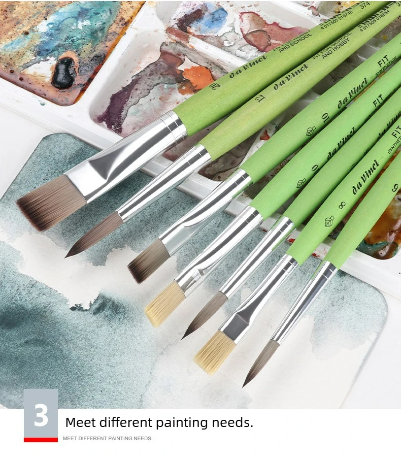 Deutschland Da Vinci Professioneller Kunstpinsel, 373/374 FIT-Serie, elastisch, synthetisch, mit grünem, mattem Griff für Kunstbedarf – Detail 12