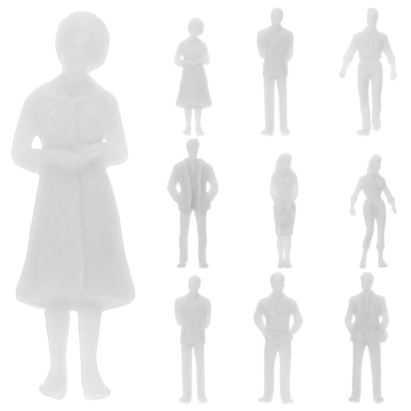 20Pcs White People Figures Lifelike Mini People Models DIY Paintable Plastic Figures for Train Station Layouts Miniature
