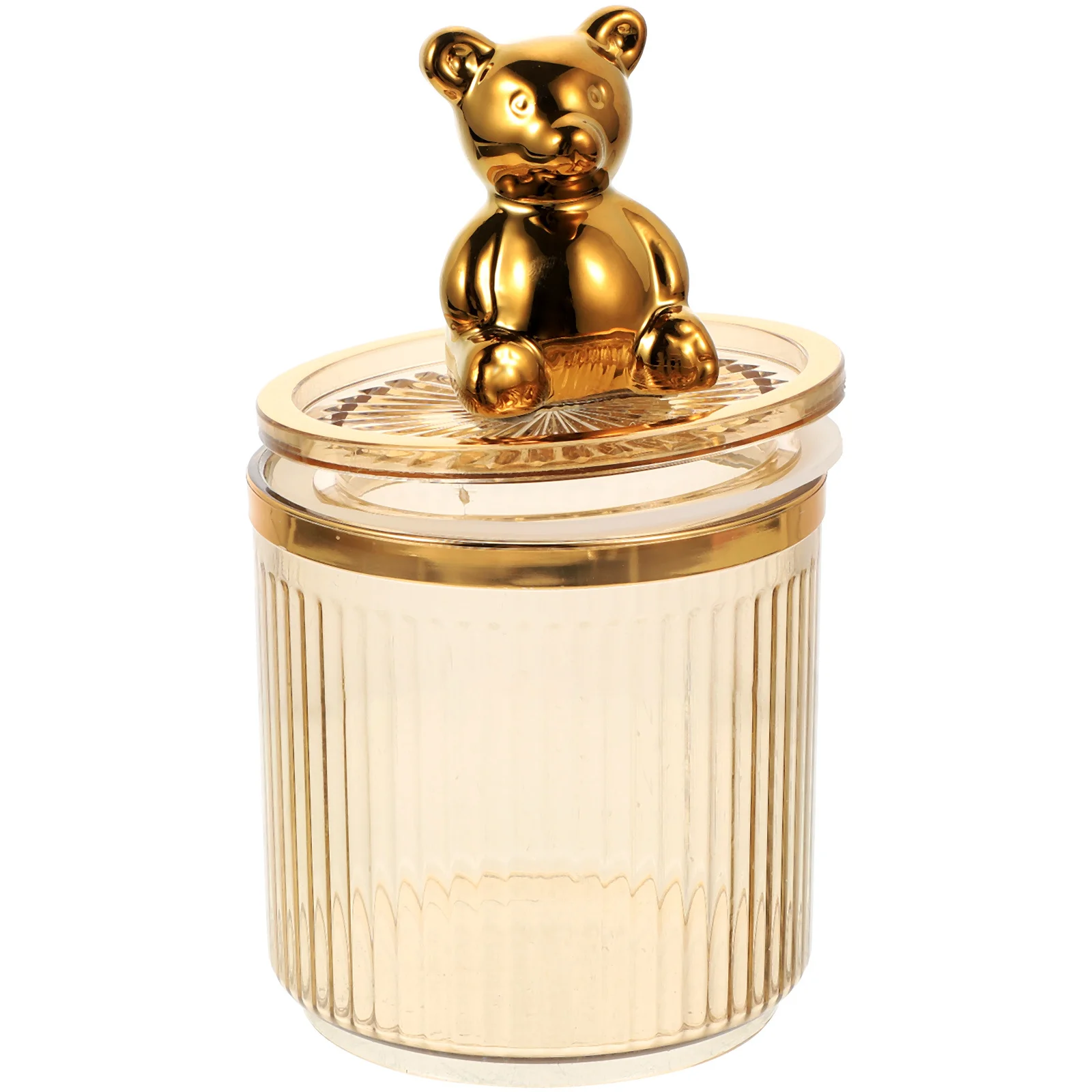 

Bear Handle Storage Can Large Capacity Airtight Hair Clips Makeup Remover Pad Holder Desktop Decorative Grain Canister Storage