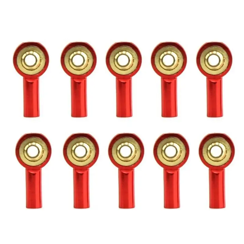 L79A 10Pcs Metal M2 Link Tie Rod End Ball Joint Buckle Steering Pushrod Tie Rod End for RC Car Boat Upgrade Parts,Red
