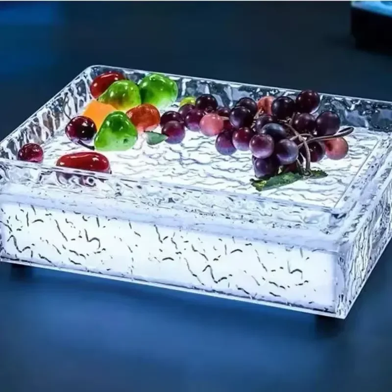 Custom LED Luminous Fruit Tray for Restaurant Hotel Wedding Party Nightclub Light Up Serving Platter for Candy Snacks Bar