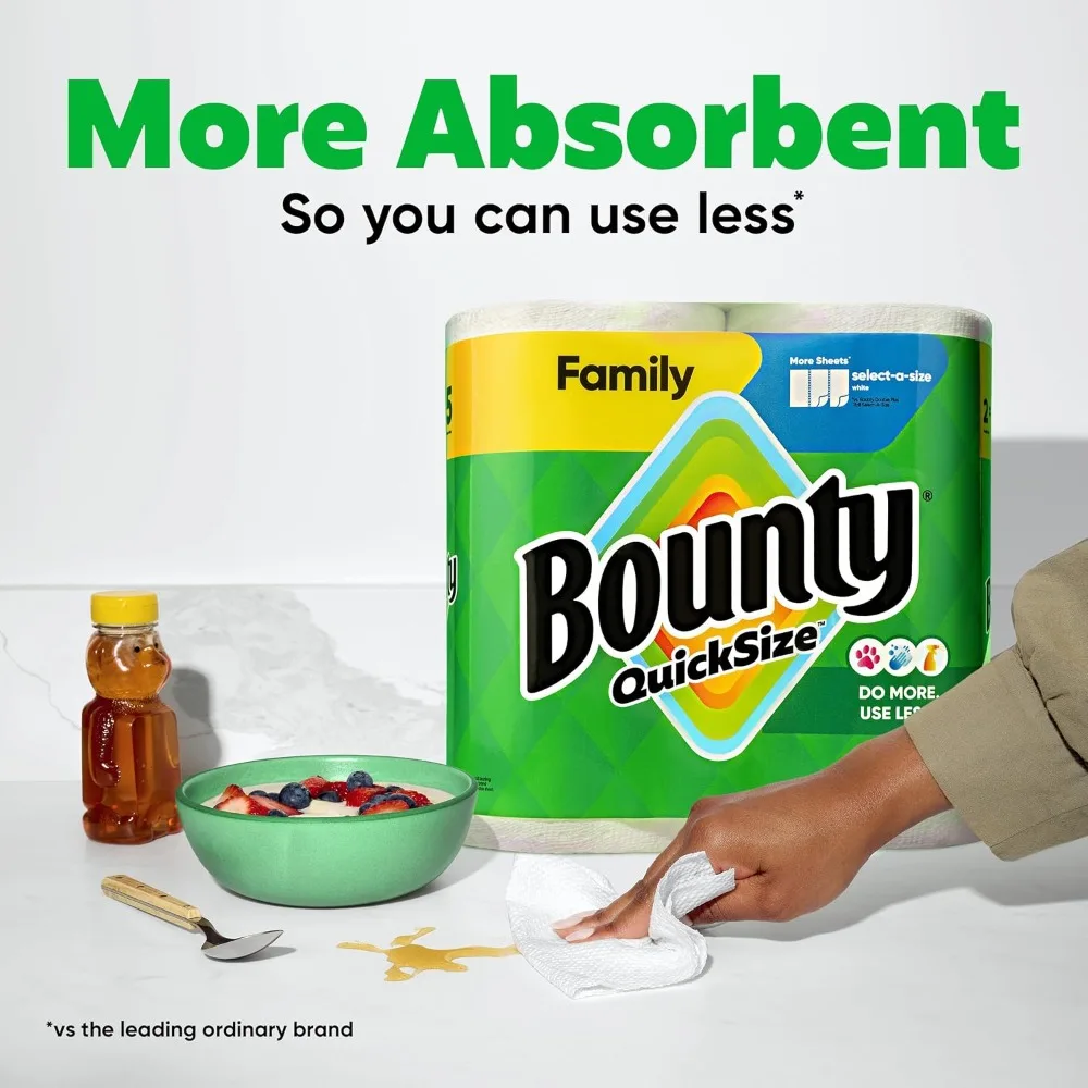 

Paper Towels Quick Size, White, 16 Family Rolls = 40 Regular Rolls (Packaging May Vary)