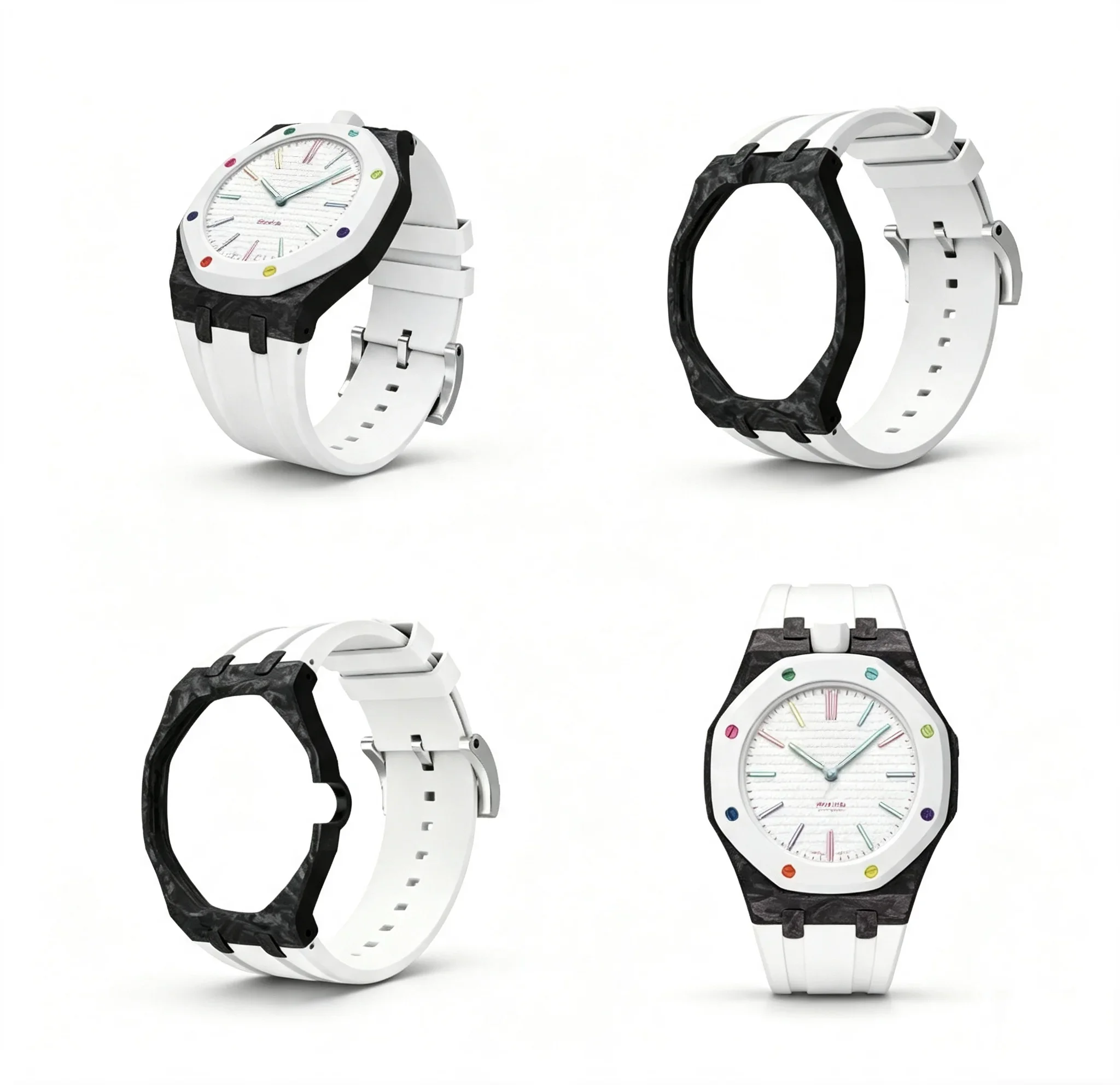 For Swatch x AP Royal Pop Watch Luxury Mod Kit Carbon Fiber Case Fluororubber Strap Convert Pocket Watch to Wristwatch Accessory