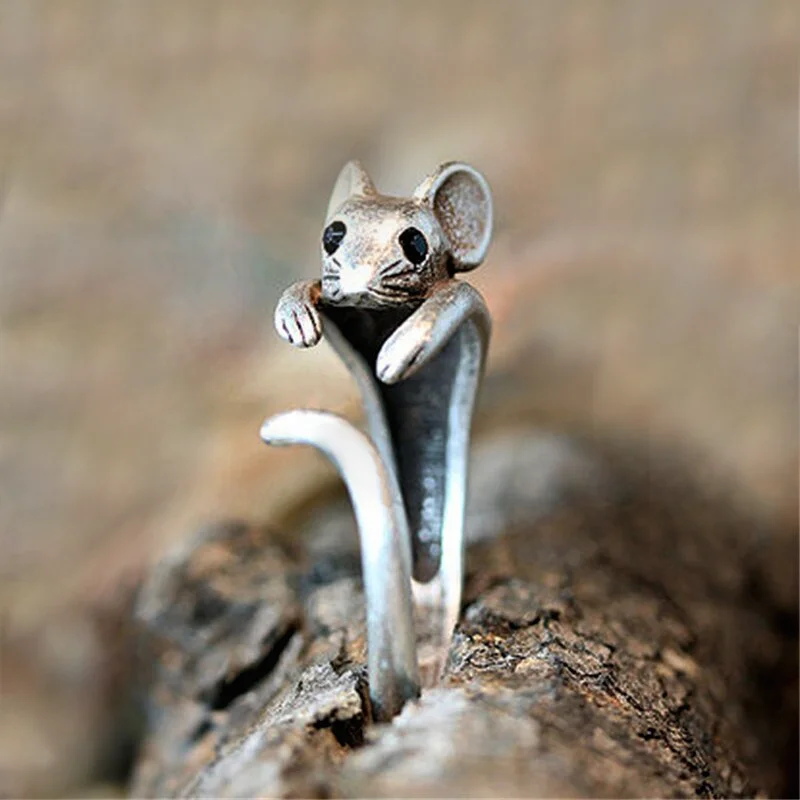CAOSHI Fancy Animal Opening Ring for Women Fashion Mouse Shape Adjustable Finger Accessories for Daily Party Stylish Jewelry