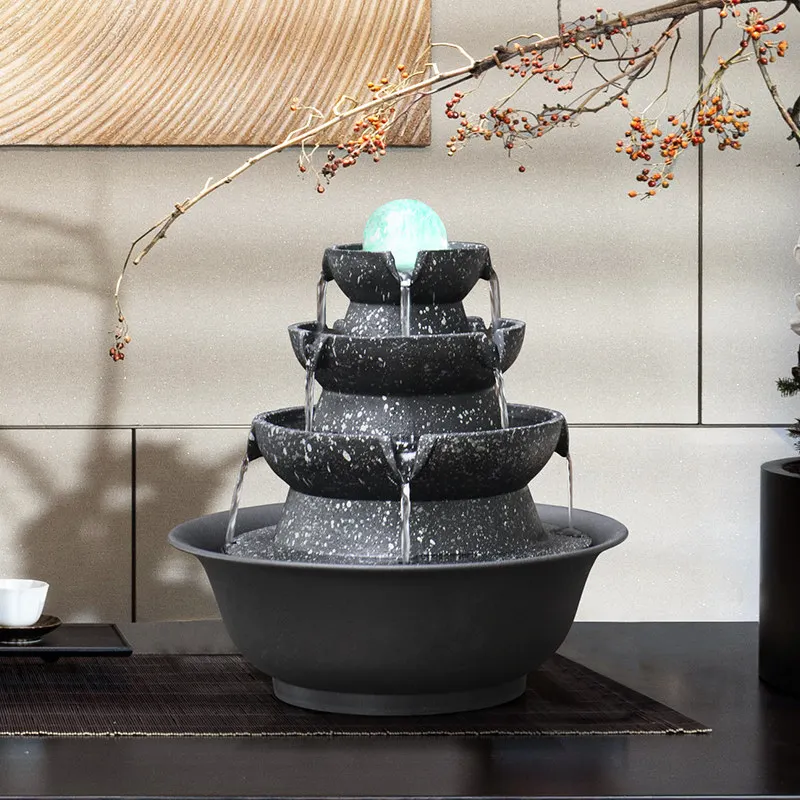 Bafanglai Flowing Water Circulating Water Ornament Office Living Room Feng Shui Wheel Feng Water Ball Shop Front Desk Decoration