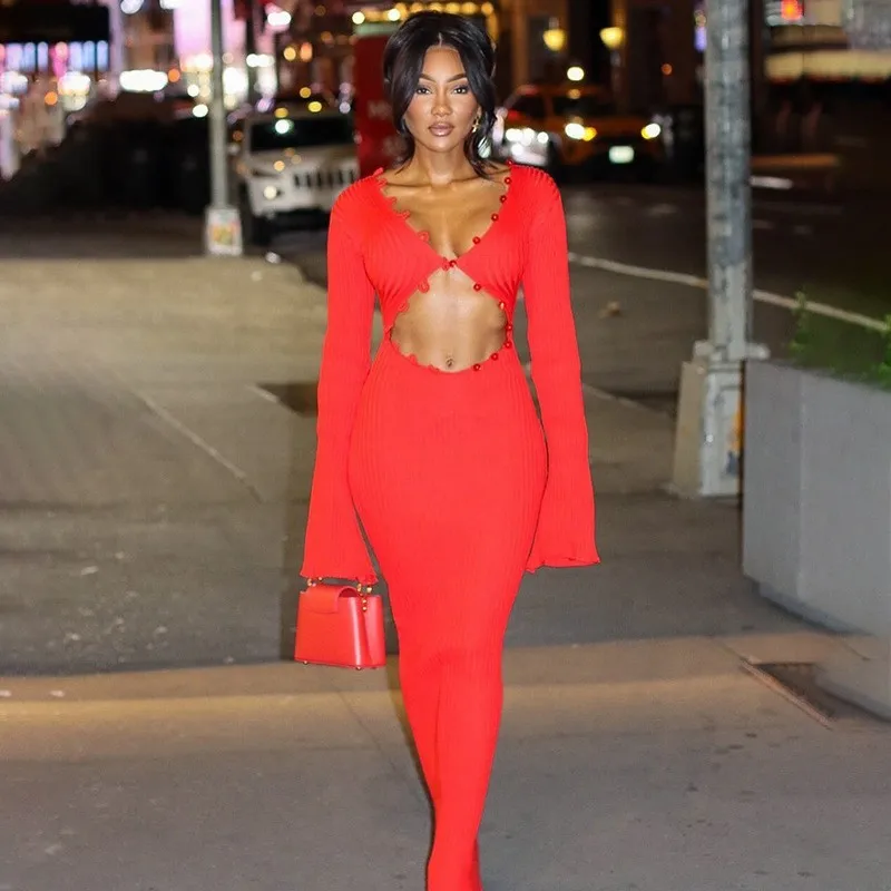 

Сексуальная вязаная облегающая одежда V-Ne Pure Color Dr Faionable осенне-зимняя женская одежда Ciwalk Long Sve с регулируемой талией