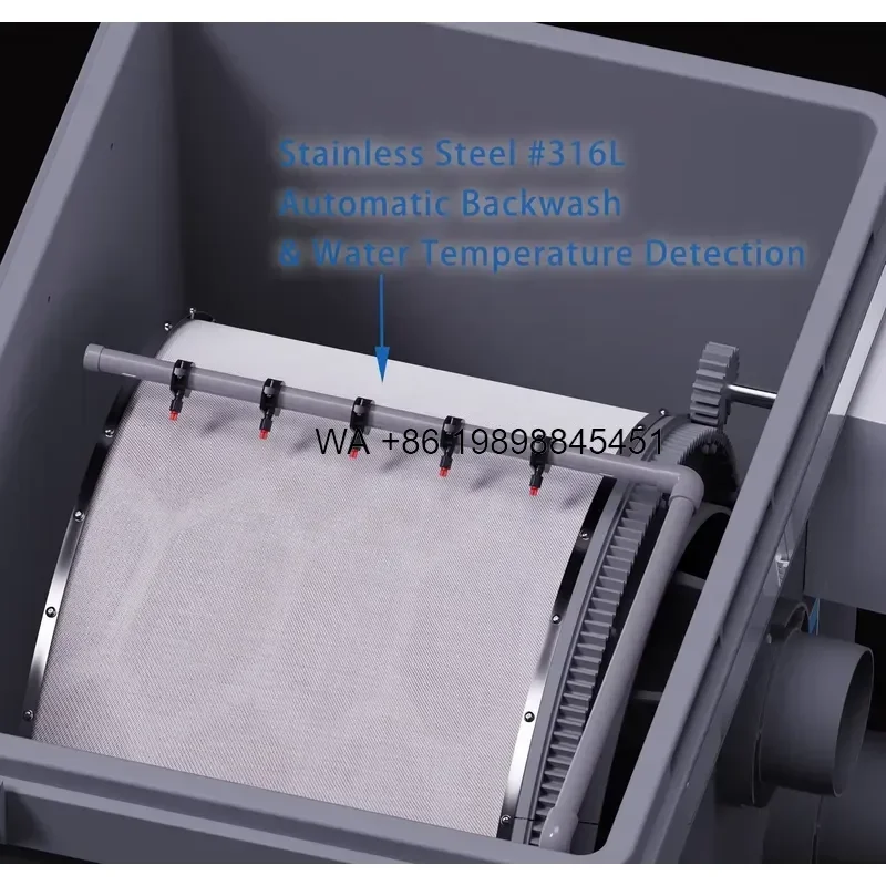 Wmwmnu for Modular 316L Stainless Steel Automatic Drum Filter Biological Bucket Koi Pond Filtration System Garden Fish