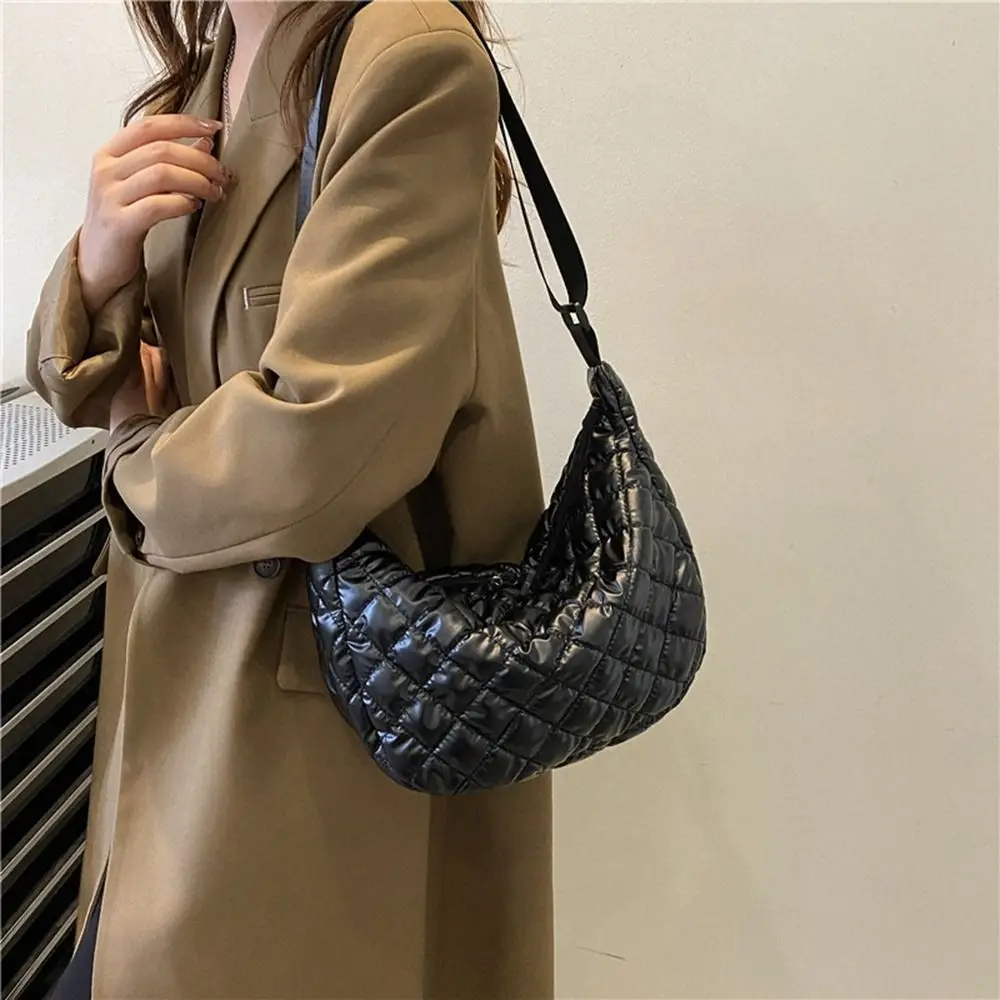 Space Cotton Shoulder Bag Fashion Square Bag Cloth Crossbody Bags Lattice Pattern All-match Shoulder Bag for Women Commuting