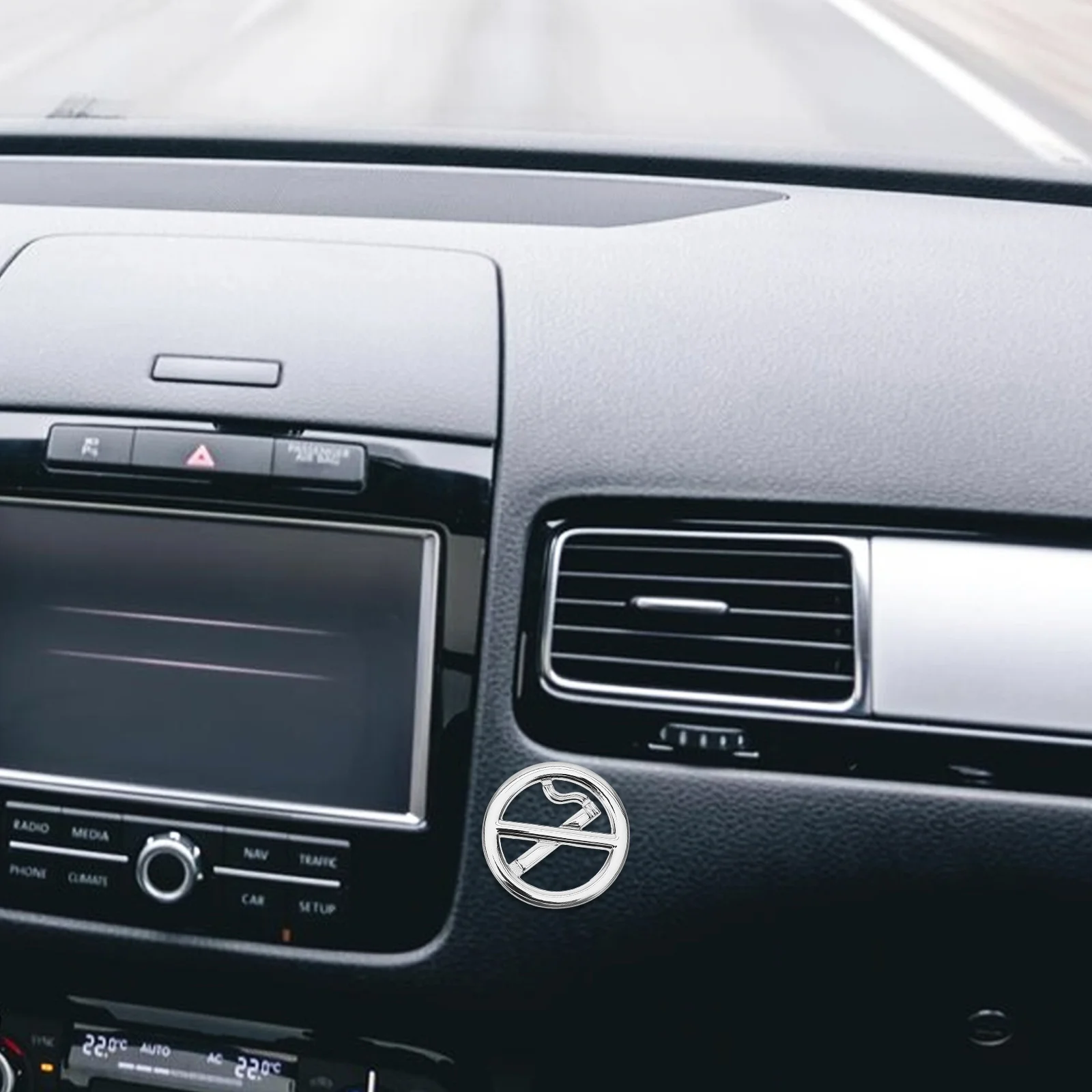 ملصق معدني بدون تدخين، علامة تحذير ثلاثية الأبعاد للوحة قيادة السيارة، ملصق سيارة مزخرف، ملصق ذاتي اللصق لمؤشر مضاد للتدخين #1