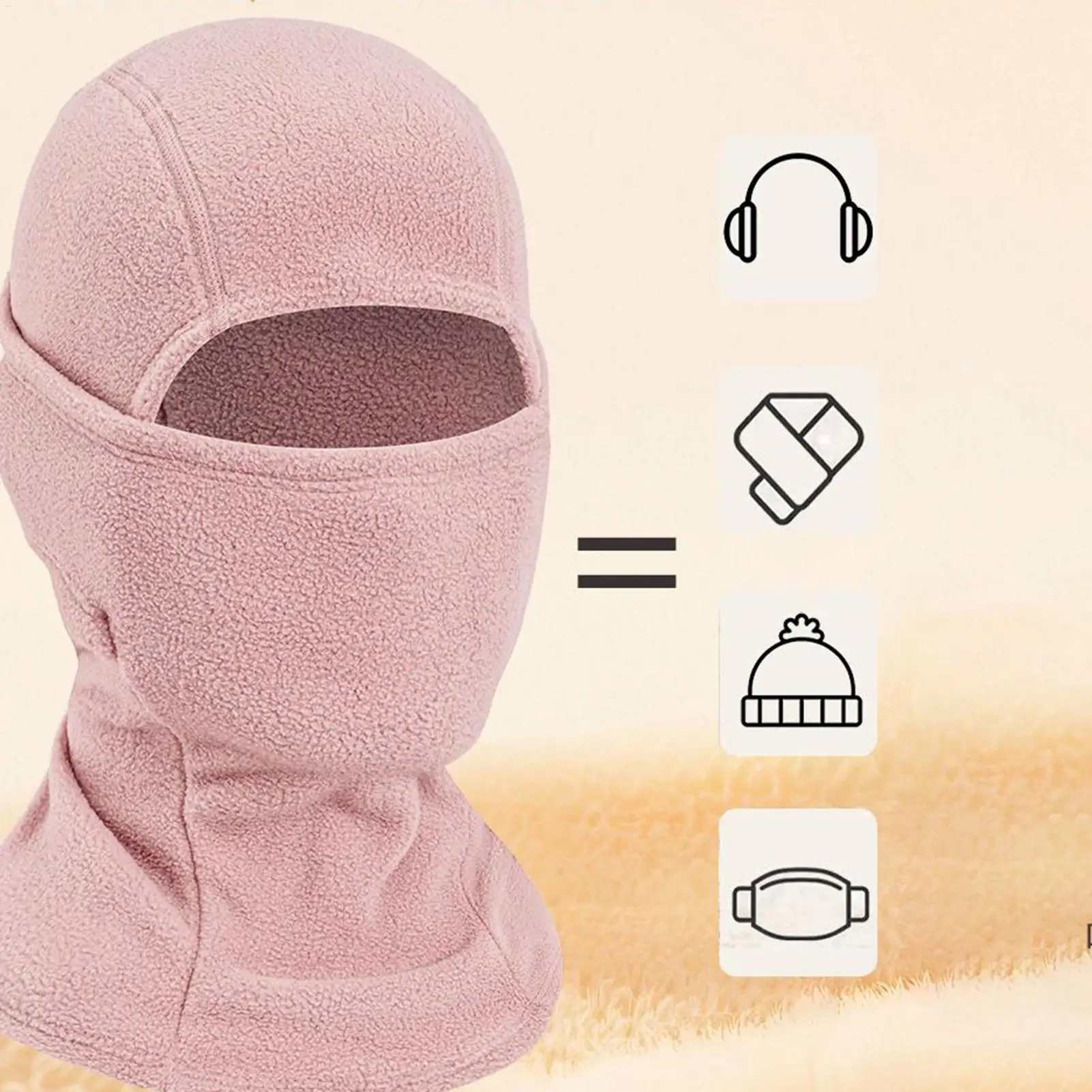 

Ski Masque Neck Warmer Hood Gear Cold Weather Fleece Thermal Face Masque For Snowboarding Work Hiking Commuting Riding Traveling