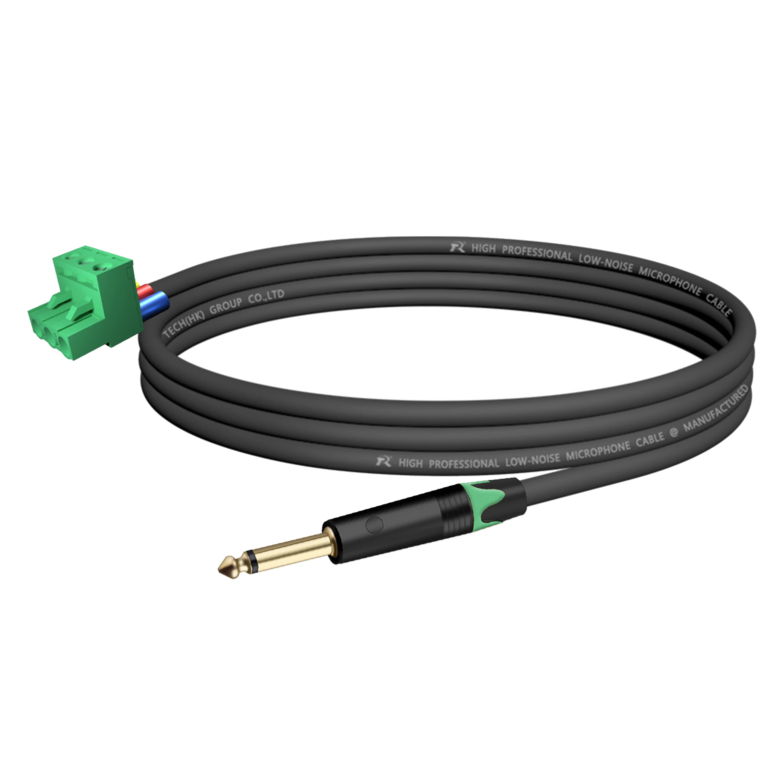 Phoenix Terminal Connector Audiokabel, 6,5 mm (1/4 Zoll) TS-Stecker auf 3-poliger 5,08 mm/0,2 Zoll Rastermaß PCB Phoenix, Mono-Audiokabel – Detail 5