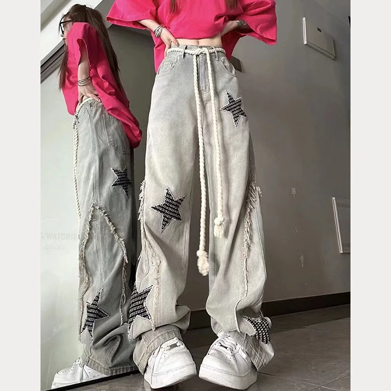 Women'S Straight Classic Jeans Cargo Pockets Multi Pocket Utility Workwear Military Camouflage Female Denim Fashion Street Style