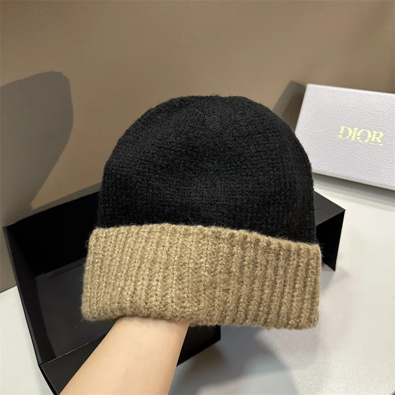 2025 Autumn And Winter New Model Color Blocking Hat Big Head Circumference Knitted Cap Ear Protection Caps Trendy Unisex Hats
