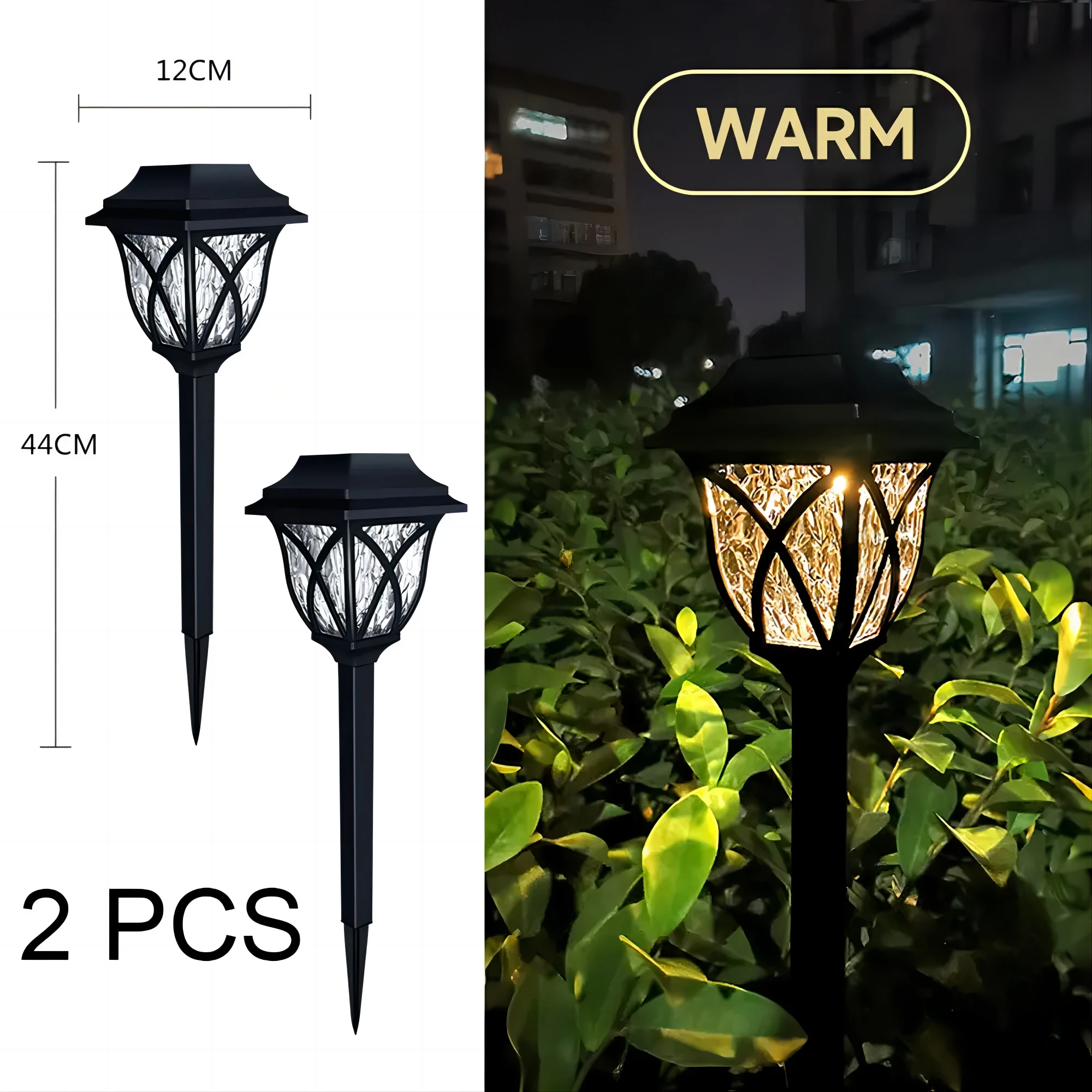 2pcs/Lot Led Solar Lawn Lights Outdoor Waterproof Warm Light Garden Decoration Lamp For Walkway Path Villa Yard Driveway