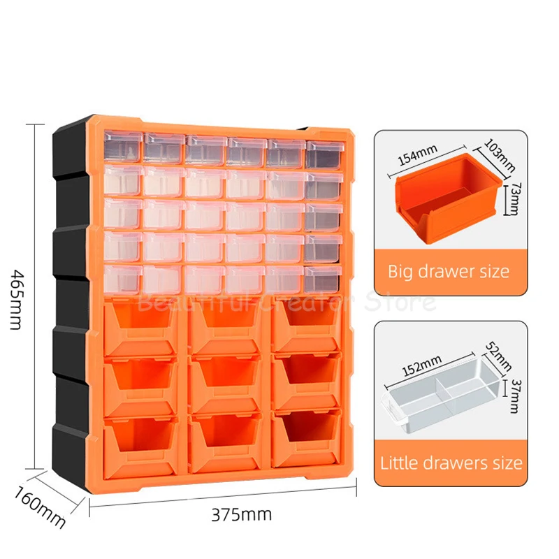 39 Drawer Type Tool Box Parts Storage Box Portable Toolbox Hardware Storage ToolBox Electronic Component Box Garage Organizer