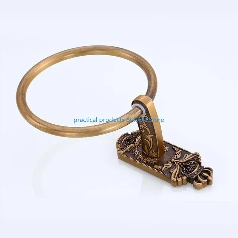 

77JB for Creative Wall-Mounted Towel Ring Rustic Industrial Faucet Design Brass Metal Hand Towel Rack for Bathroom Decoration