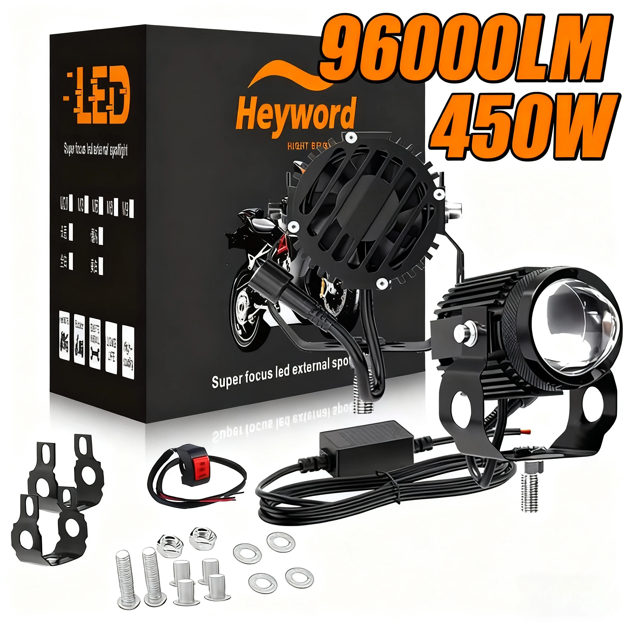 Heyword 2PCS ATV Scooter Moto Fog Light Accessories 12V Motorcycle Mini  Light Dual Colo for Headlight Auxiliary Spotlight Lamp