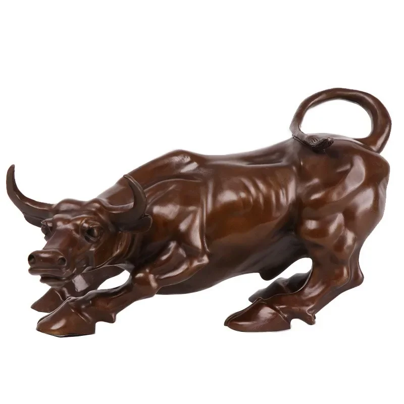 Imagem -06 - Estátua de Touro de Bronze Artesanal Wall Street Escultura Antique Fengshui Touro ox Estátuas Home Office Decoração Presentes de Negócios