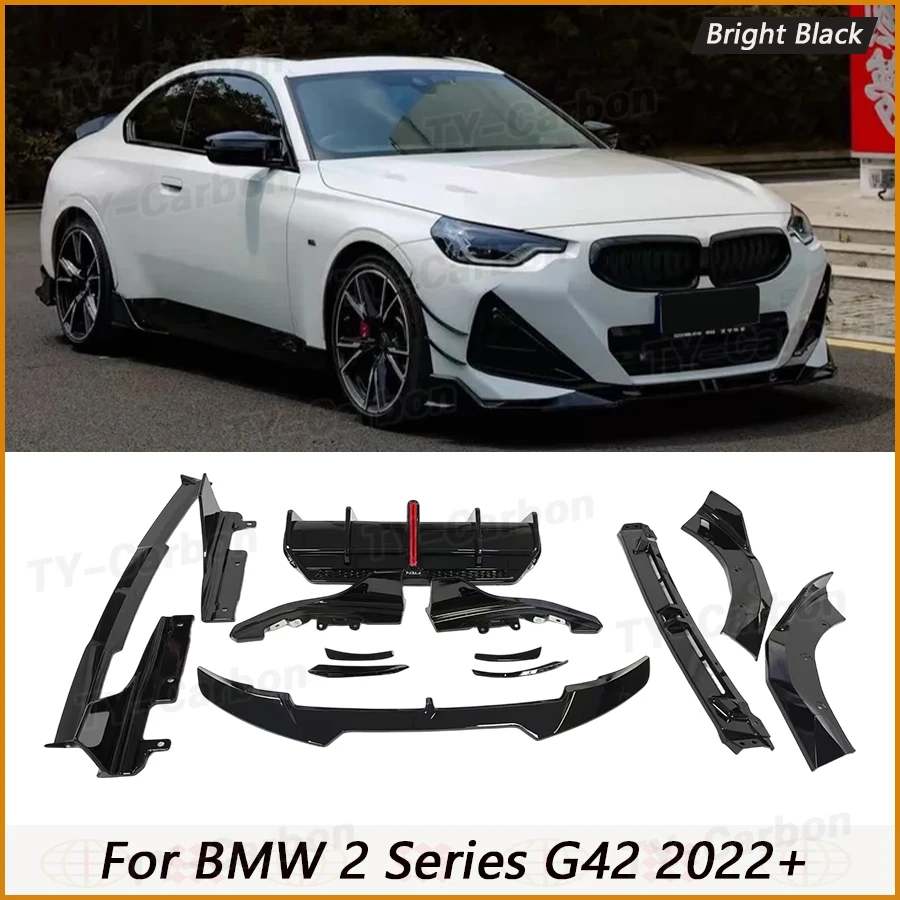 Real Carbon Fiber Car Front Bumper Splitter Lip Spoilers Body Kits for BMW 2 Series G42 M235i M240i Coupe MP Style 2022 +