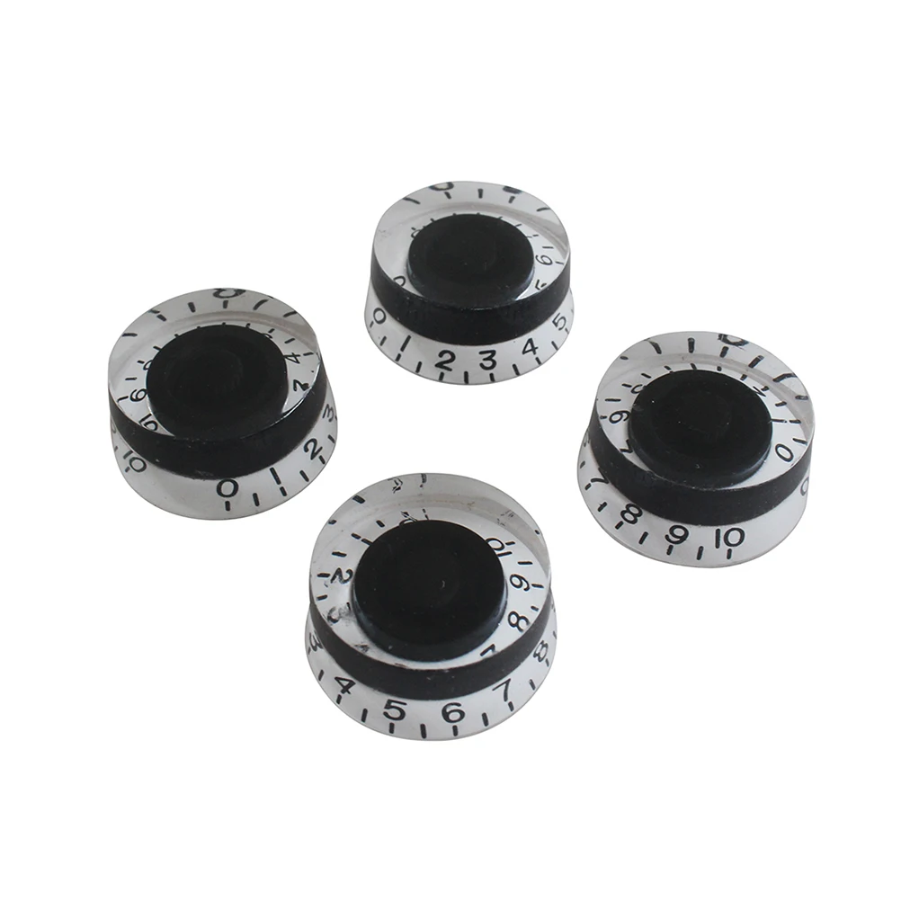 

4 Pcs Large Round Knob Set Amplifier Control Knobs for Guitar Effect Pedal Black Letter