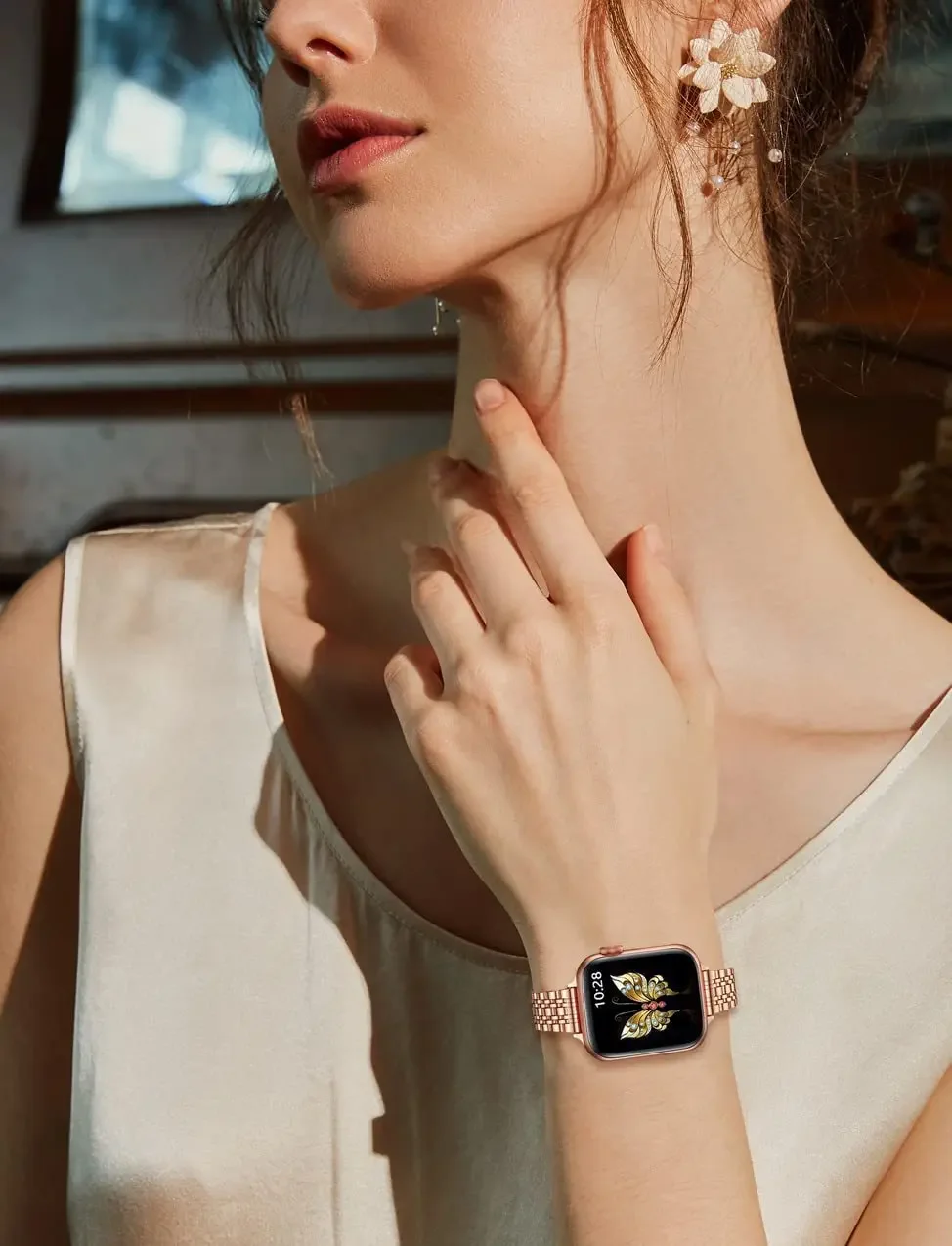 Bracelet fin pour Apple Watch pour femme, bracelet en métal fin, bracelet pour iWatch Series Ultra 10, 9, 8, 7, 6, SE 5, 4, 46mm, 42mm, 49mm, 45mm, 44mm