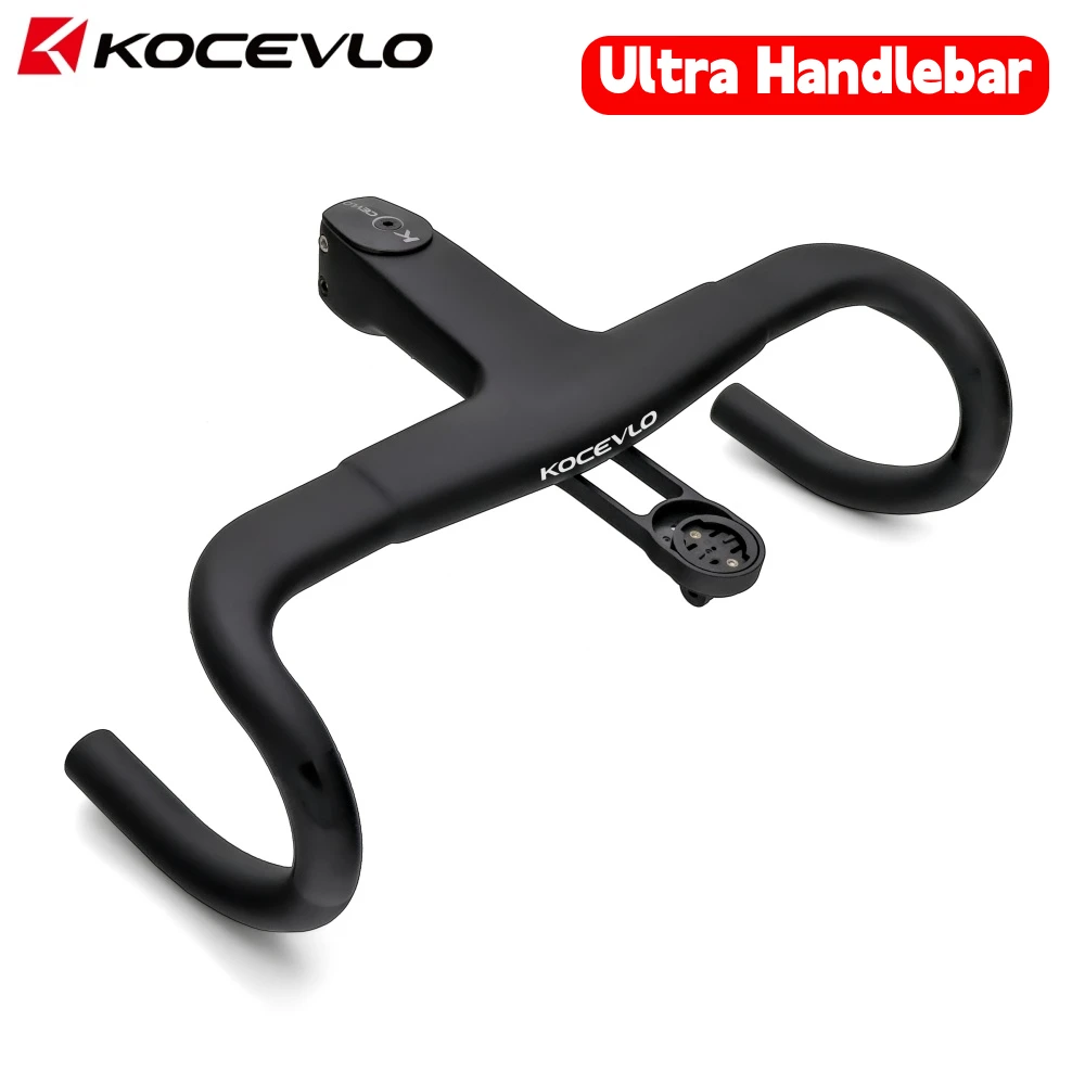 KOCEVLO Carbonfaser-Rennradlenker mit Vorbau 28,6/31,8 mm, integrierter Lenker OD1/OD2, Rennradlenker 390/400/420 mm, H-11