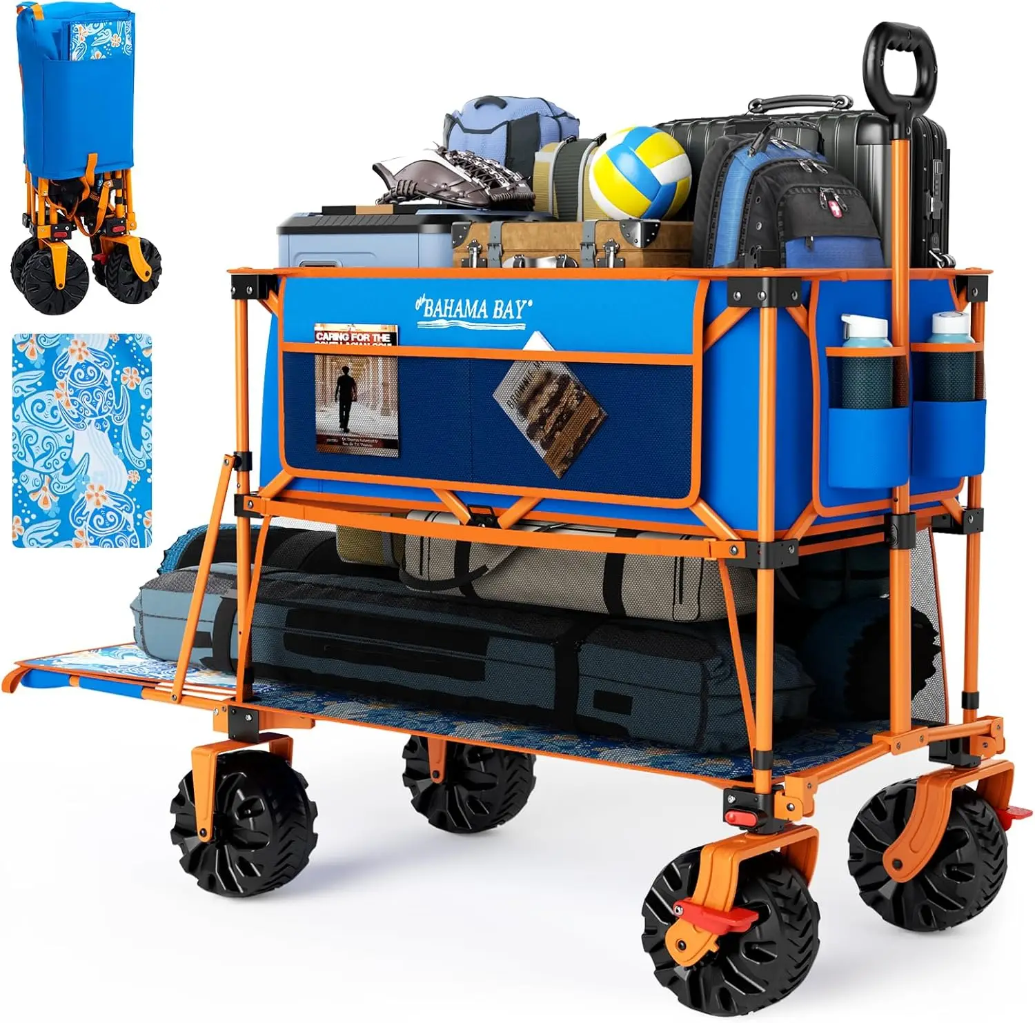 Beach and camping collapsible double decker wagon, 450LBS heavy-duty, 400L capacity, 54\