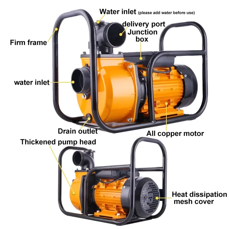 4 Inches 5.5KW Electric Motors Pump Portable Farm Machinery Dc Electric Motor Water Pump
