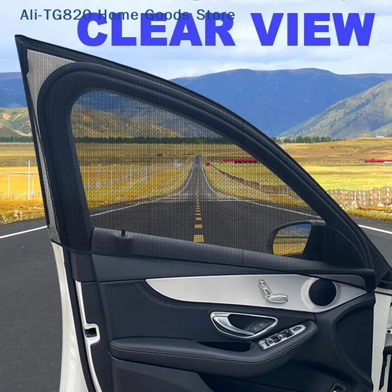 

[TG820]4 PCS Car Window Shades, Stretchy Mesh Front Rear Side Window Sun Shades For Heat Block UV Protection