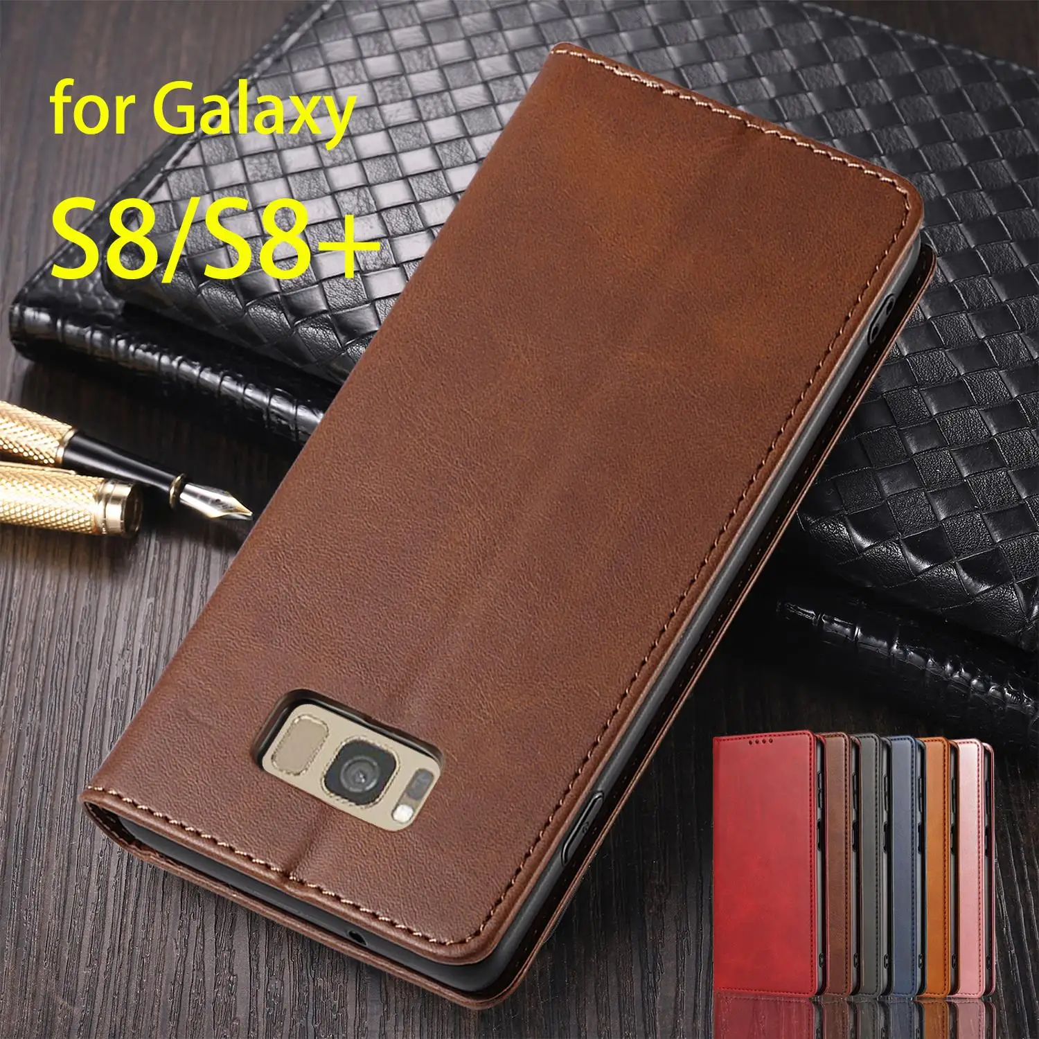 Leather Case for Samsung Galaxy S8 plus / S8 Card Holder Holster Magnetic Attraction Cover Wallet Flip Case Capa Fundas Coque