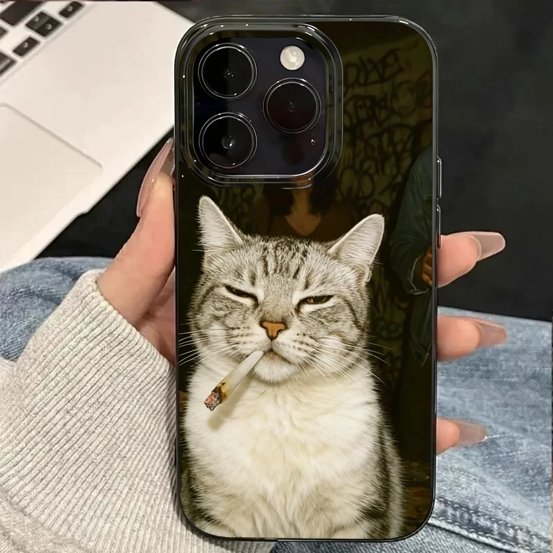 Fashion Kitten Smoking Pattern Phone Case For iPhone 11 12 1