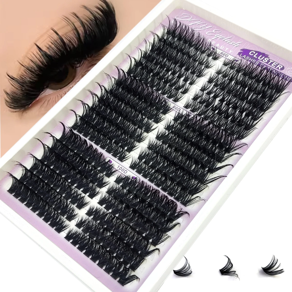 30-100D extensión de pestañas gruesas y esponjosas independiente 18 filas paquete de pestañas esponjosas de ojo de gato paquete de pestañas gruesas y rizadas