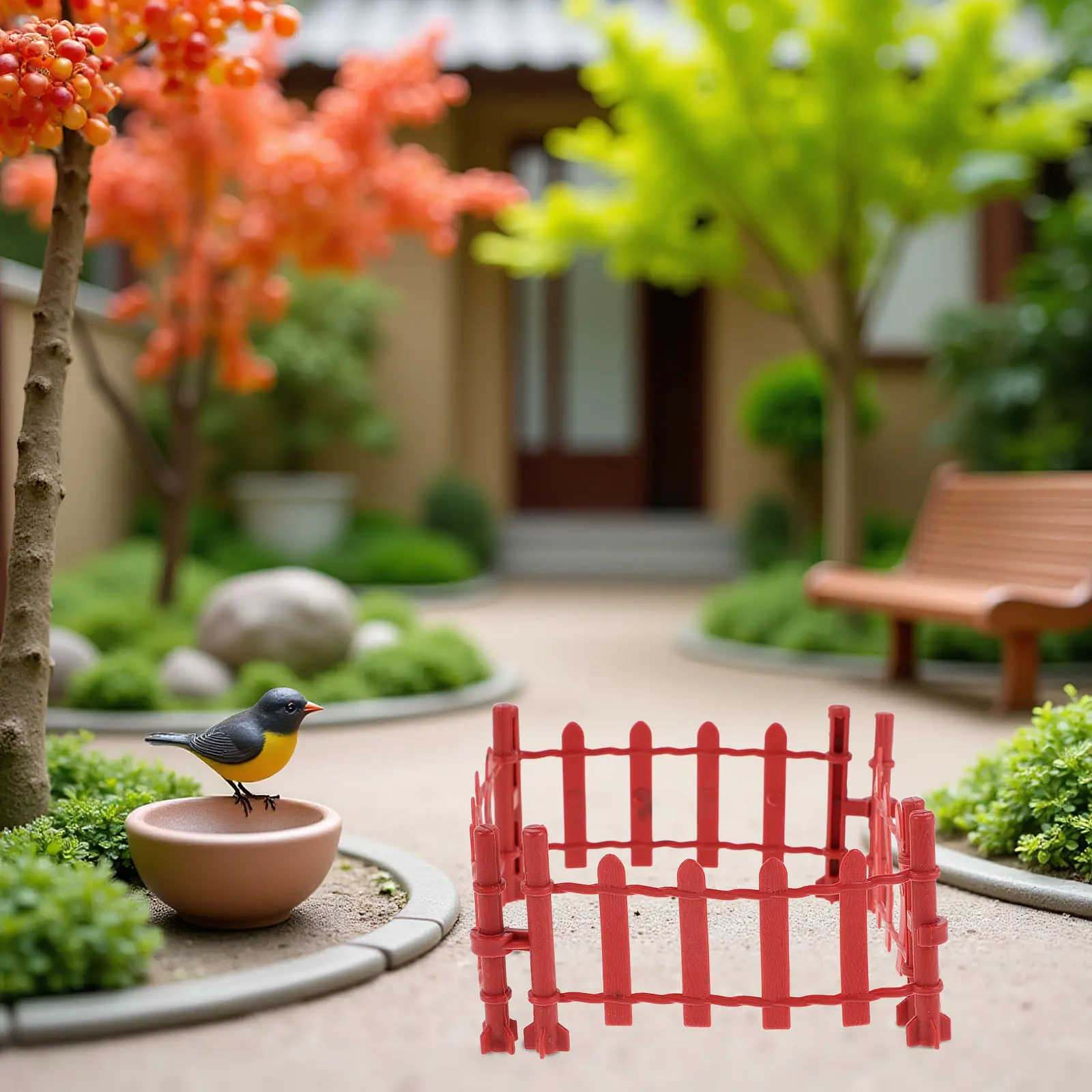 

100Pcs Mini Farm Corral Fence Plastic 9Cm Lightweight DIY Garden Sand Table Zoo Layout Educational Cake Topper