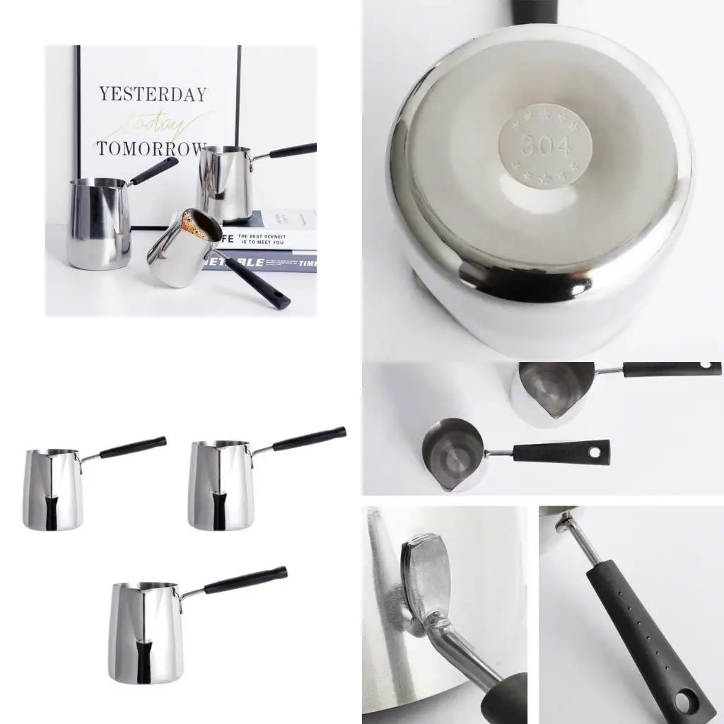 

G6KF Espresso Steaming Pitcher Latte Milk Frothing Jug Wax Melt Pot Long Handle Gift